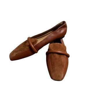Veronica Beard Grier Leather and Suede Loafers Square Toe Slip On Brown Size 11